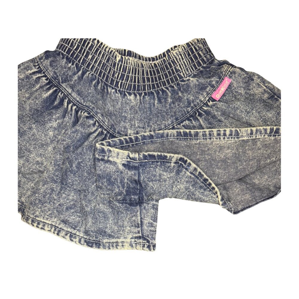 OshKosh Girls Denim Wide Leg Shorts 2T | Skirt Look Acid Wash 90s Y2K Style - Picture 3 of 6